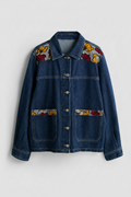 INDIGO Bloom Denim Ankara Jacket